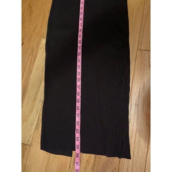 Zara, women's brown ribbed bodycon strapless midi dress with high slit back sz M - Picture 9 of 10
